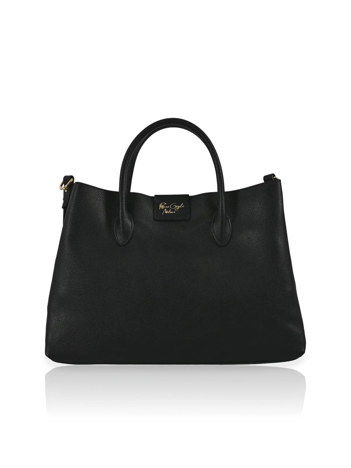 Borsa a mano Romeo Gigli Milano, nera, elegante con manici tubolari e chiusura zip. Ideale per look casual e urban.