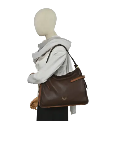 Borsa a spalla Romeo Gigli Milano in PU colore testa di moro-cuoio, morbida al tatto, Adatta per look casual e lavoro. 5