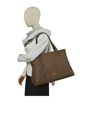Borsa a spalla Romeo Gigli Milano in PU color Terra con stampa personalizzata e fibbia decorativa. Ideale per look casual e quotidiano. 5
