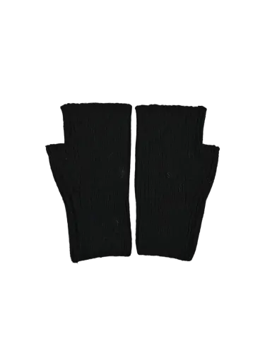 Guanto donna mezze dita Romeo Gigli Milano nero con decorazione strass in tinta sul dorso, ideale per look casual e urbani. 2