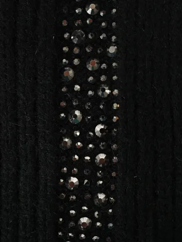Guanto donna mezze dita Romeo Gigli Milano nero con decorazione strass in tinta sul dorso, ideale per look casual e urbani. 3