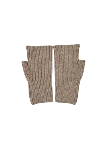 Guanto donna mezze dita Romeo Gigli Milano in fango con decorazione strass in tinta sul dorso, ideale per look casual e urbani. 2