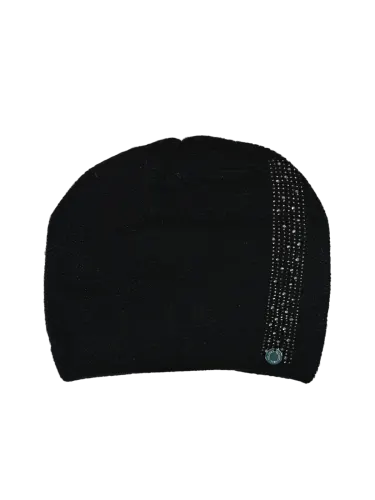 Cappello donna Romeo Gigli Milano nero, in tessuto con strass in tinta sulla parte laterale per un tocco elegante. 1
