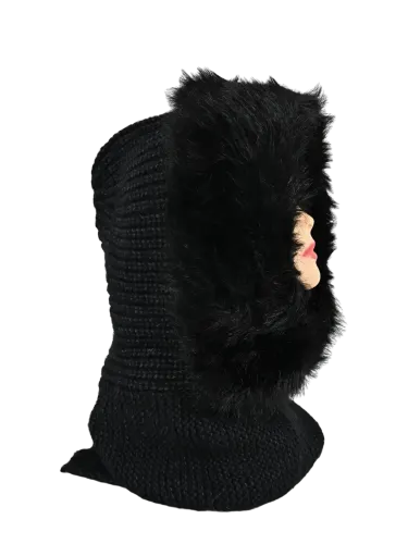 Cappello donna Romeo Gigli Milano nero, con cappuccio e collo integrato, ideale per il tempo libero invernale. 2