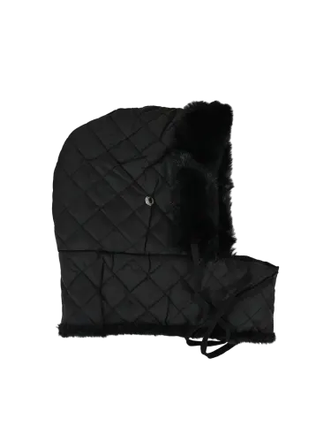 Cappello donna Romeo Gigli Milano nero, con imbottitura in pelliccia sintetica e chiusura con laccetti, ideale per il tempo libero. 3