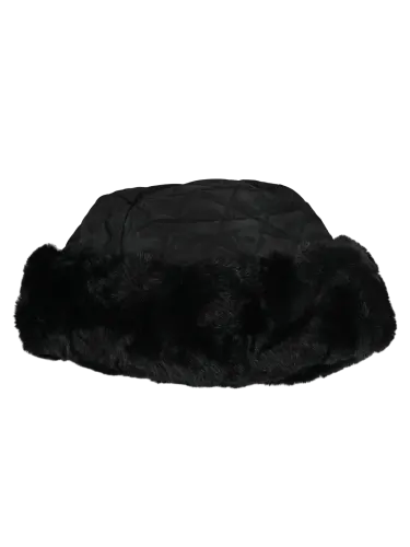 Cappello donna Romeo Gigli Milano trapuntato nero, stile colbacco con bordo in ecopelliccia, comodo ed avvolgente. 1