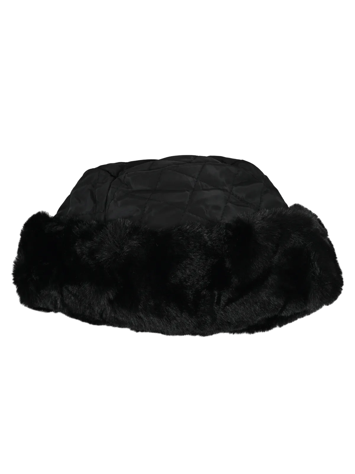 Cappello donna Romeo Gigli Milano trapuntato nero, stile colbacco con bordo in ecopelliccia, comodo ed avvolgente.