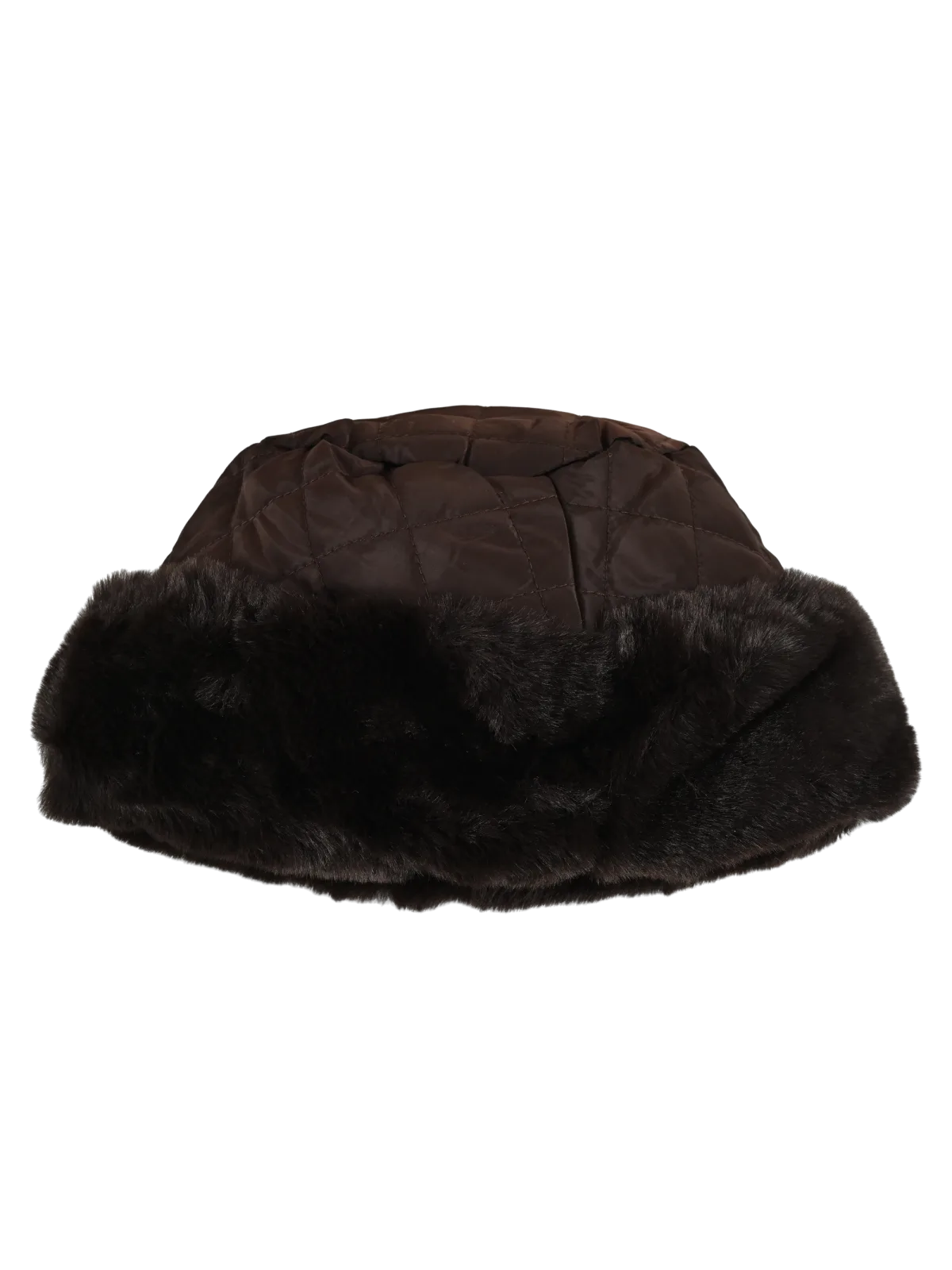 Cappello donna Romeo Gigli Milano trapuntato marrone, stile colbacco con bordo in ecopelliccia, comodo ed avvolgente.