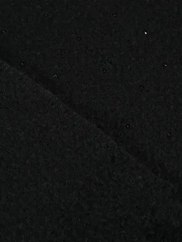 Sciarpa donna Romeo Gigli Milano nera con piccoli strass in tinta e frange lunghe e morbide, ideale per look casual e stile urbano. 2