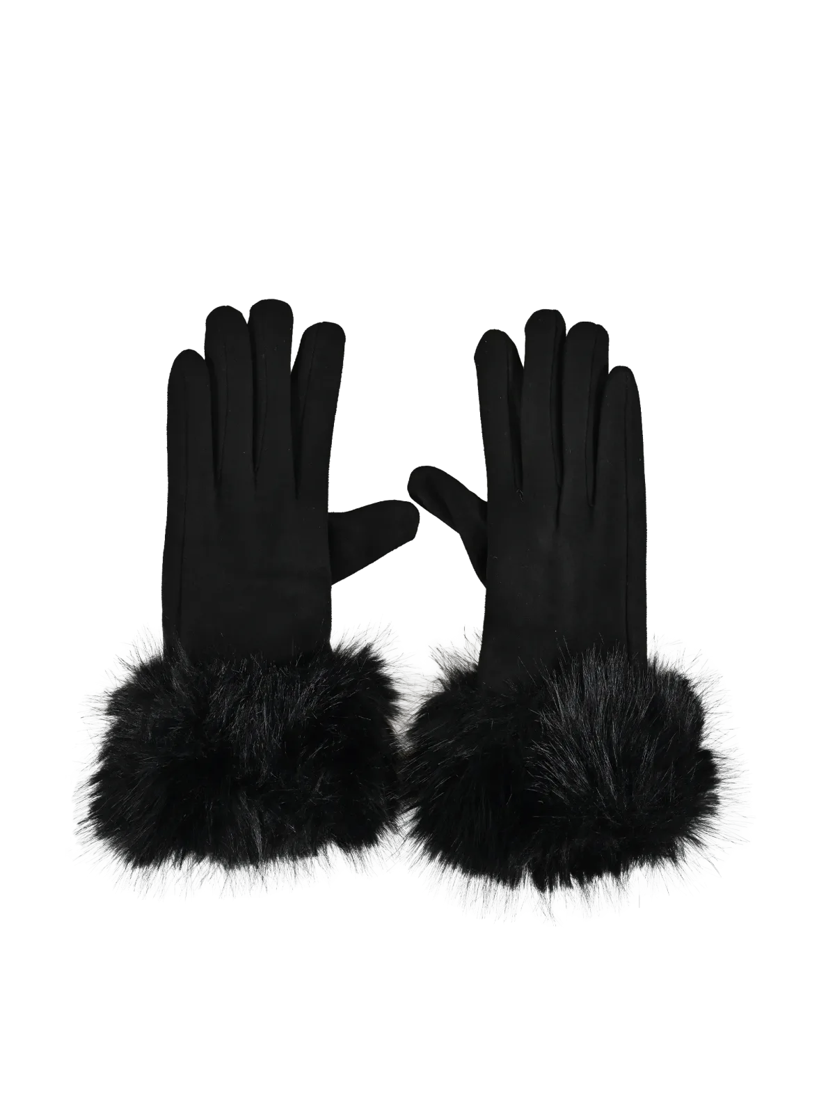 Guanto donna Romeo Gigli Milano nero, elegante con inserto di pelliccia alpolso, adatto per look curati e tempo libero.